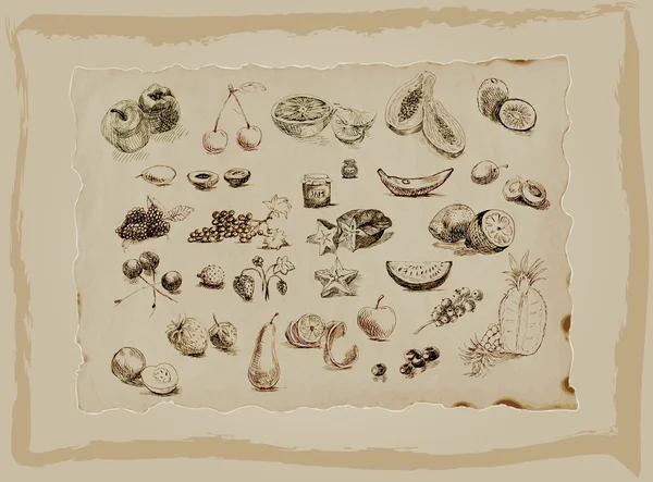 Fruit and Vegetable - An hand drawn pack. Freehand drawing. Stock Vector