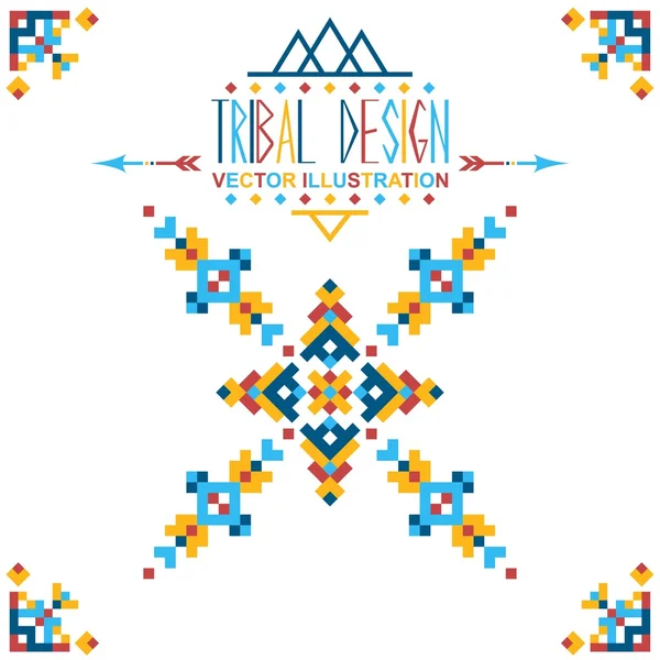 Geometric hipster tribal bright pixel design. Vector illustration — Stockový vektor