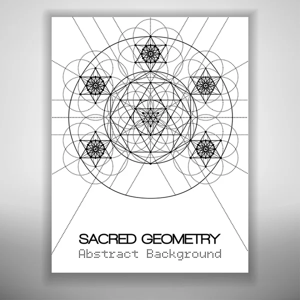 Șablon abstract de broșură cu desen geometric sacru, ilustrație vectorială . — Vector de stoc
