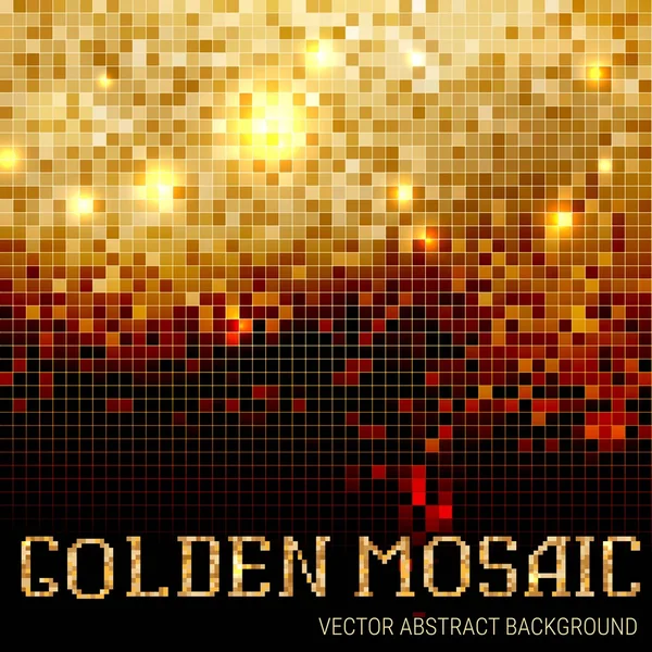 Shining abstract dark mosaic golden background. Vector illustration. — Stock Vector