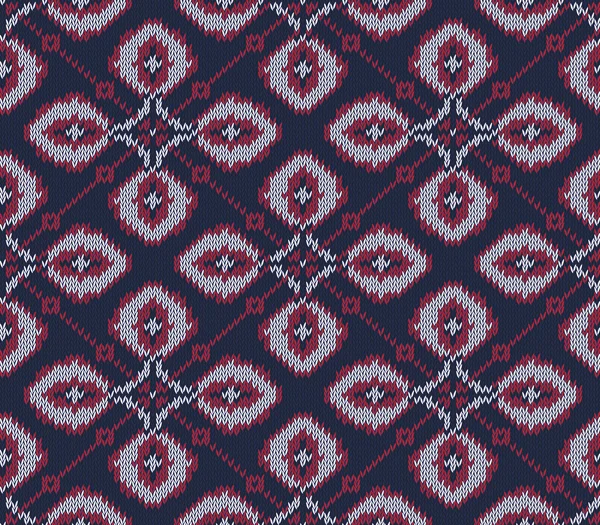 Fundo de malha em estilo Fair Isle em três cores. Padrão de camisola sem costura. Ilustração vetorial . — Vetor de Stock