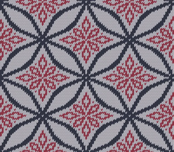 Gebreide achtergrond in Fair Isle stijl in drie kleuren. Naadloze trui patroon. Vectorillustratie. — Stockvector