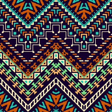 Etnik ve kabile süslemeleri ile kusursuz el çizgileri deseni.