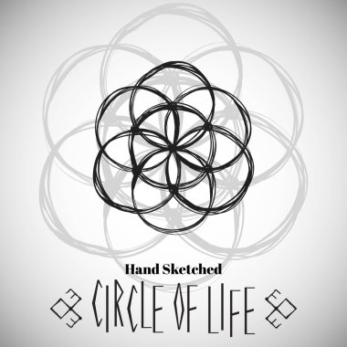 El ile arka plan kutsal geometri çizimi kabataslak