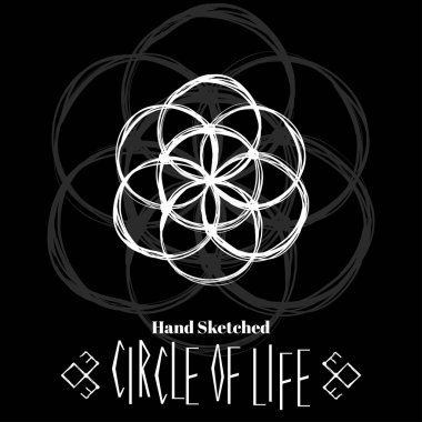 El ile arka plan kutsal geometri çizimi kabataslak