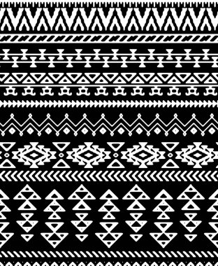 Etnik ve kabile süslemeleri ile kusursuz el çizgileri deseni.