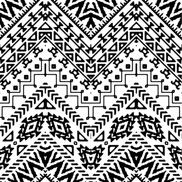 Seamless hand drawn stripes pattern with ethnic and tribal ornament. — ストックベクタ