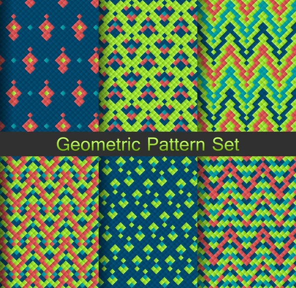 Collection of bright tribal geometric patterns. — Stockový vektor