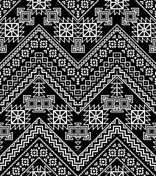 Seamless hand drawn stripes pattern with ethnic and tribal ornament. — Stok Vektör