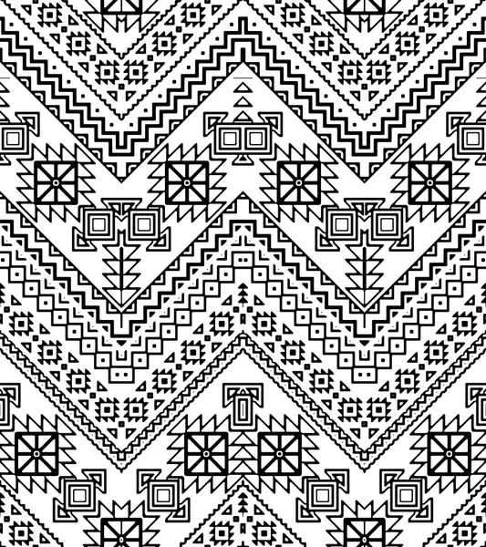 Seamless hand drawn chevron pattern with ethnic and tribal ornament. — Stok Vektör