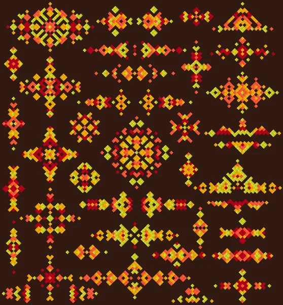Set of bright geometric tribal design elements — Stock Vector