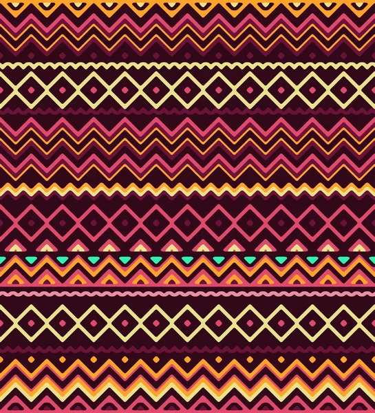 Modèle de rayures stylisées sans couture avec ornement ethnique et tribal aztèque. Vecteur couleurs vives illustration de mode boho . — Image vectorielle