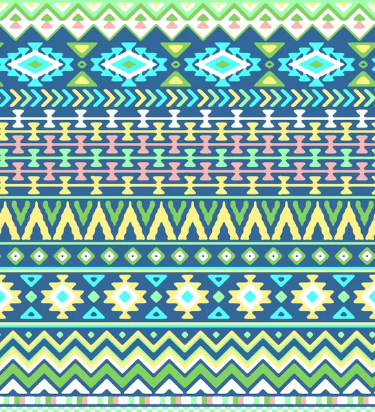 Patrón de rayas dibujadas a mano sin costuras con adorno étnico y tribal azteca. Vector brillante boho moda ilustración . — Vector de stock