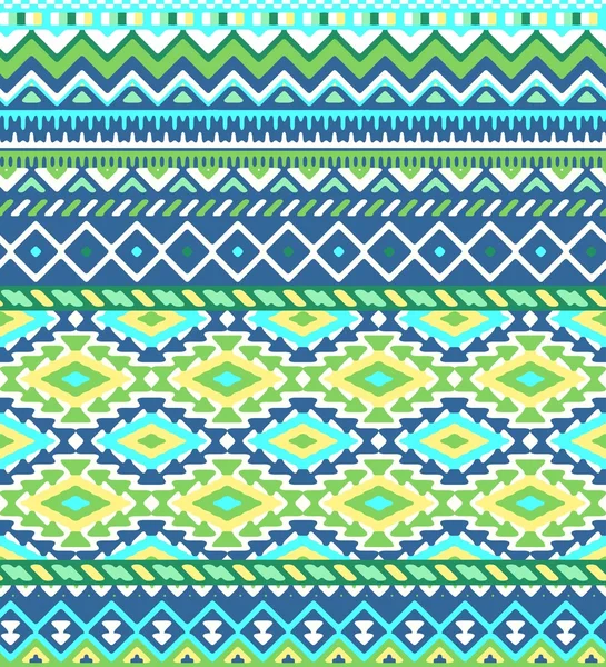 Bezszwowe ręcznie rysowane wzór paski z aztec etniczne i plemienne ornamentem. Ilustracja moda boho jasny wektor. — Wektor stockowy