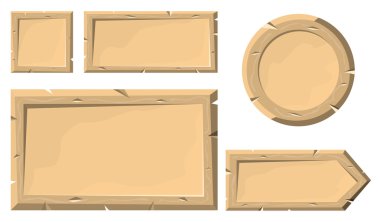 Ahşap tahta afiş veya düğme karikatür tarzı içinde. 