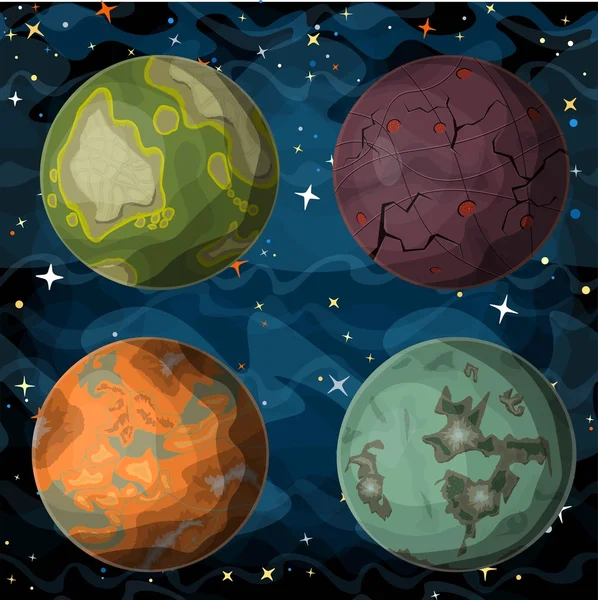 Conjunto de planetas cósmicos en el espacio exterior — Archivo Imágenes Vectoriales