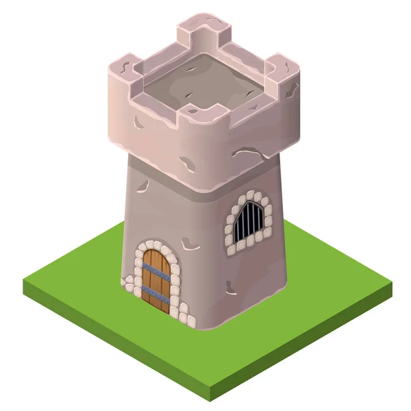 Ισομετρική εικονίδιο του μεσαιωνικού πύργου ή φυλακή. — Διανυσματικό Αρχείο