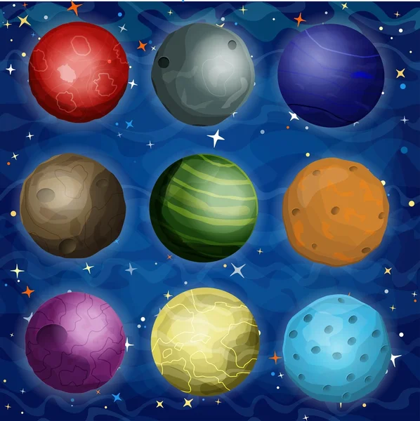 Set van kosmische planeten in de ruimte — Stockvector