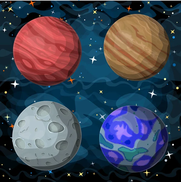 Conjunto de planetas cósmicos en el espacio exterior — Vector de stock
