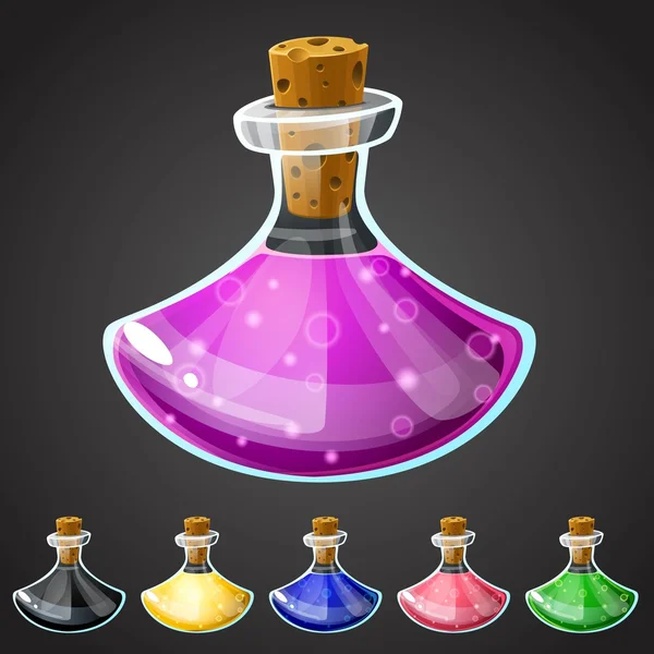 Set of vector cartoon potion bottle — Stock Vector