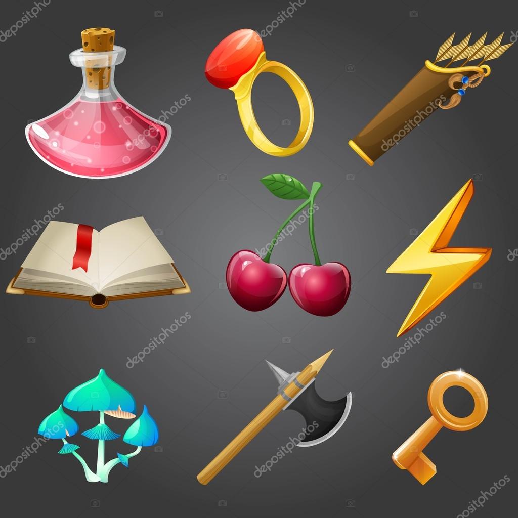 Cartoon Icons Collection For 2d Games Stock Vector Image By C 0mela