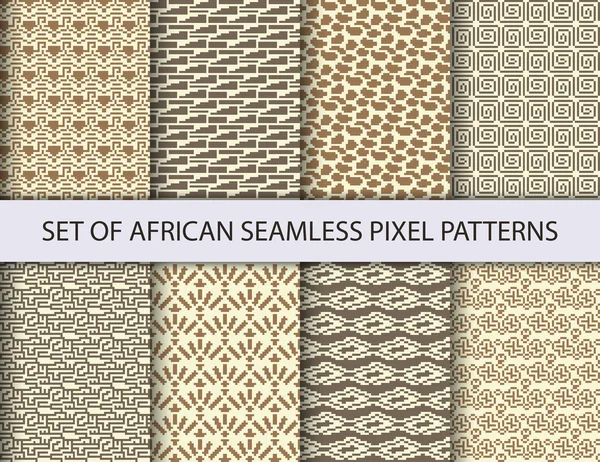 Raccolta di pixel senza soluzione di continuità con ornamento etnico e tribale africano . — Vettoriale Stock