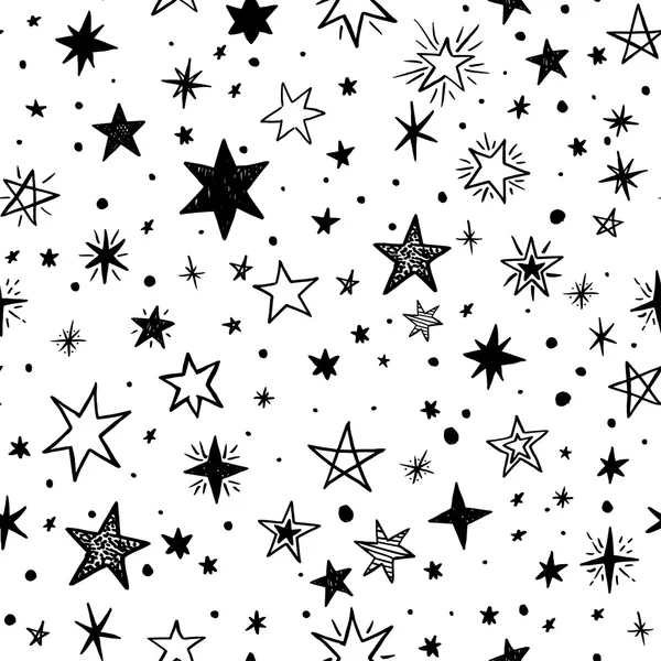 Seamless pattern with handdrawn star — Stock Vector