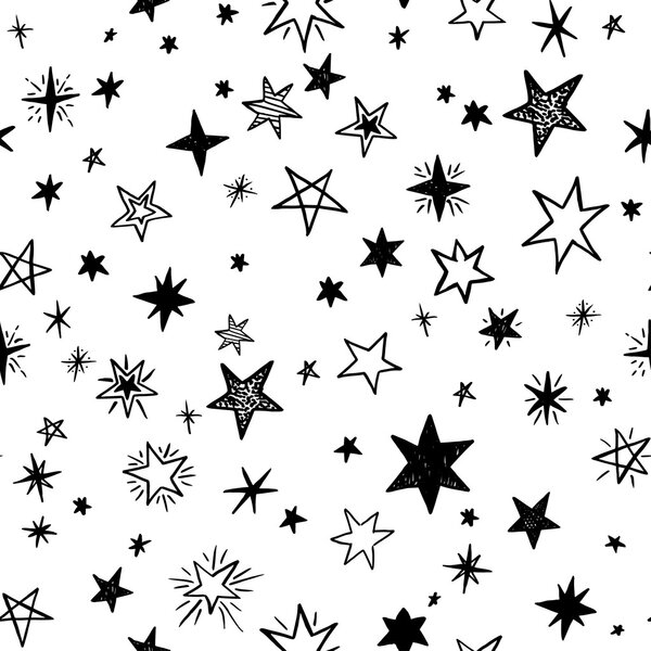Seamless pattern with handdrawn star