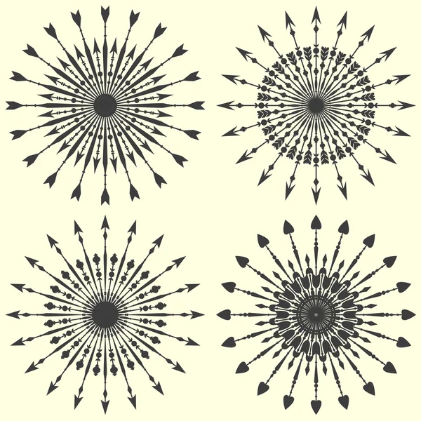 箭头 sunbursts 套。老式的矢量图. — 图库矢量图片