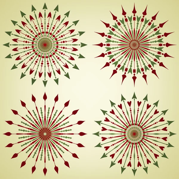 Set di scoppi di sole con frecce. Illustrazione vettoriale vintage . — Vettoriale Stock