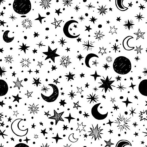 Seamless pattern with handdrawn stars — Stock Vector