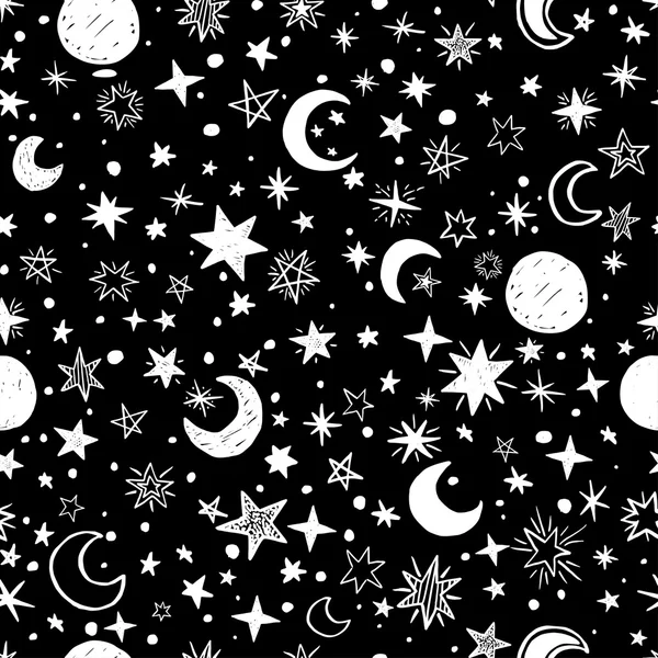 Seamless pattern with handdrawn stars — Stock Vector