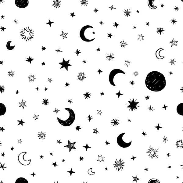 Seamless pattern with handdrawn stars — Stock Vector