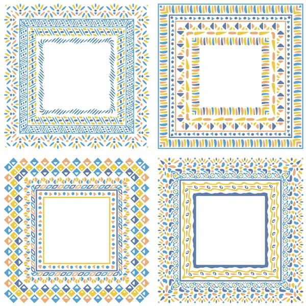 Συλλογή καρέ Τετραγωνικού μοτίβου με πινέλα προσαρτημένες στον πίνακα πινέλου. — Διανυσματικό Αρχείο