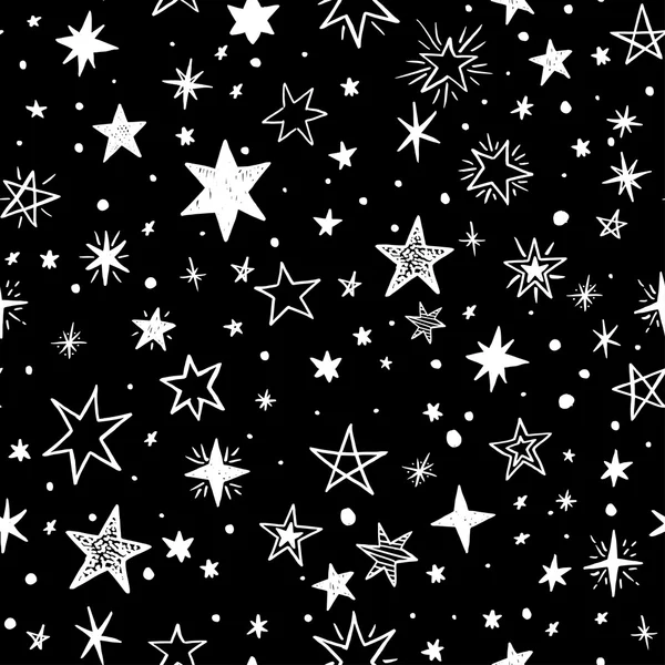 Seamless pattern with handdrawn stars — Stock Vector
