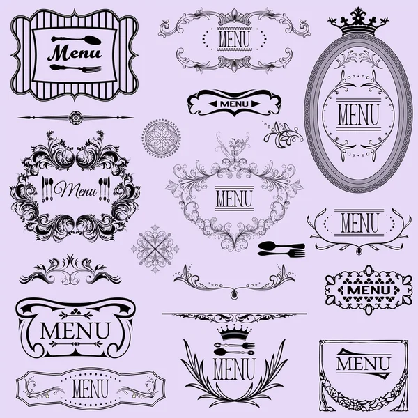 Collection of vector menu calligraphic frames and elements. — Stock Vector