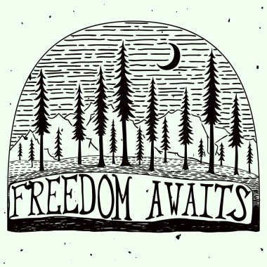 Freedom awaits grungy handdrawn quote poster clipart