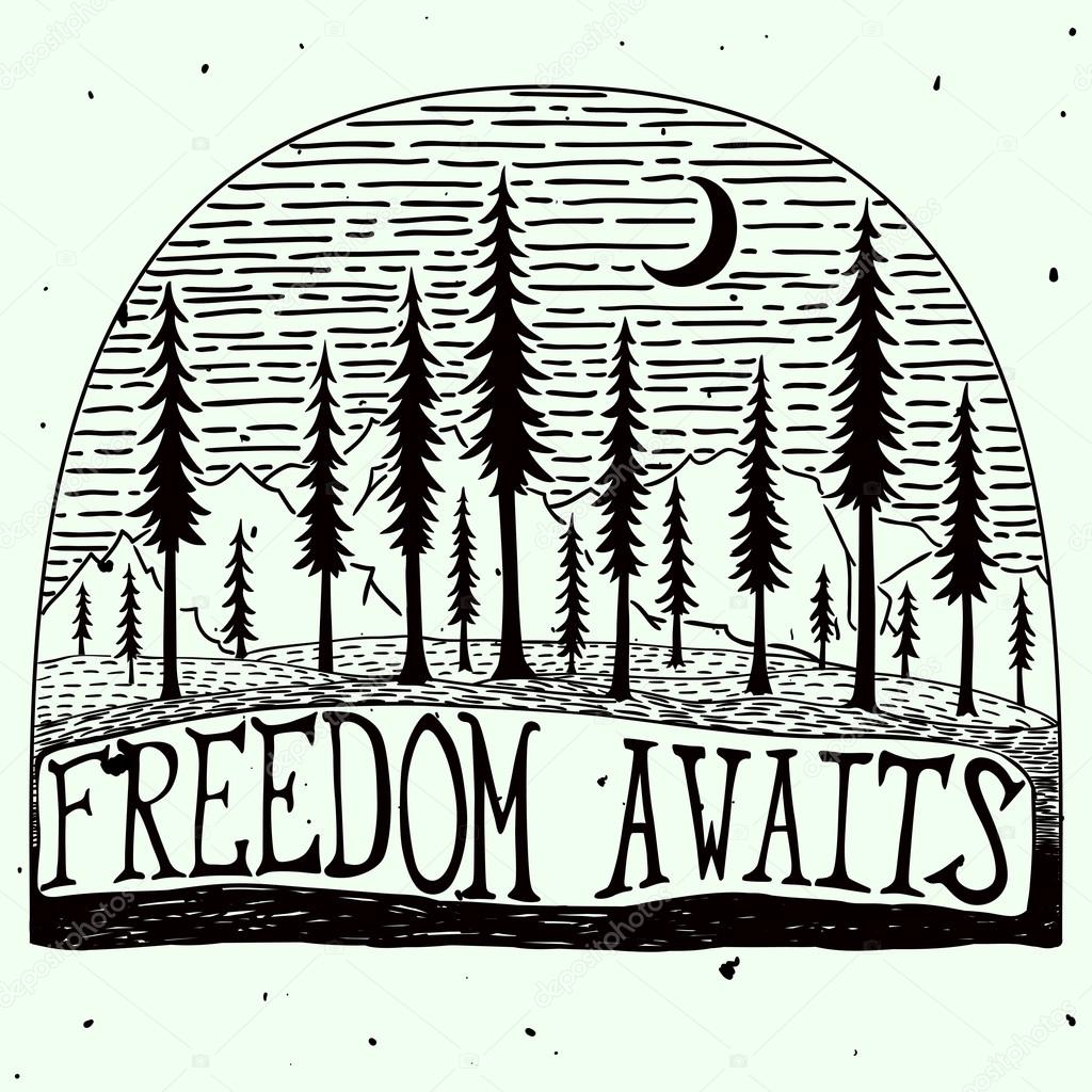 Freedom awaits grungy handdrawn quote poster