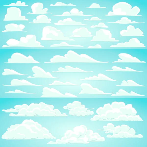 Collection of vector cartoon clouds in different shapes — Stock Vector