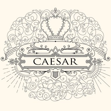 Şirket adı, başlık veya etiket dekor için doğrusal flourishes çerçevesi lüks vintage kaligrafi tasarım. Vektör çizim.