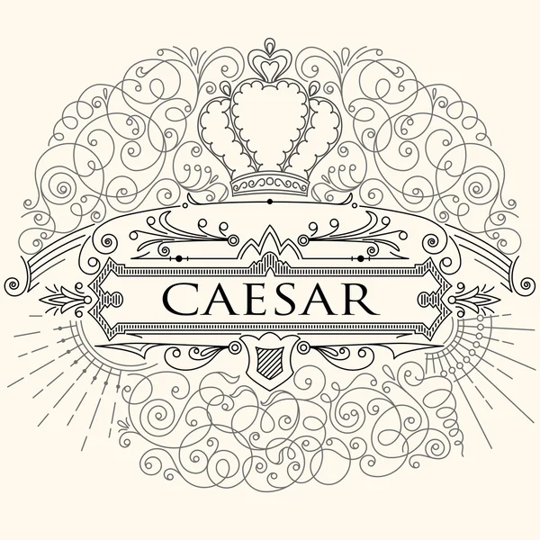 Lujoso diseño caligráfico vintage de marco con florituras lineales para el nombre de su empresa, encabezado o decoración de etiquetas. Ilustración vectorial . — Vector de stock