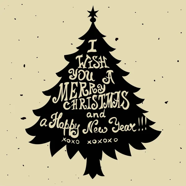 Çam ağacı ve teklif Noel grungy kartı. Yazı tebrik kartları tüm tatil serisi için. — Stok Vektör