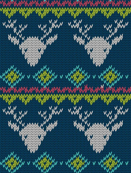 Gestrickte helle nahtlose Winterurlaubsmuster mit stilisiertem nordischen Pullover-Ornament. Bekleidungsdesign. Vektorillustration. — Stockvektor