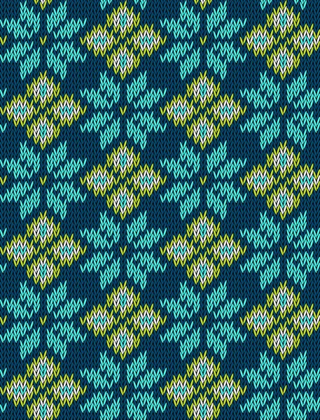 Knitted bright seamless winter holiday pattern with stylized nordic sweater ornament. Clothing design. Vector illustration. — 图库矢量图片