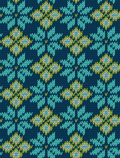 Knitted bright seamless winter holiday pattern with stylized nordic sweater ornament. Clothing design. Vector illustration. — Wektor stockowy