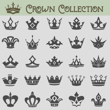 Vector collection of crown silhouettes.