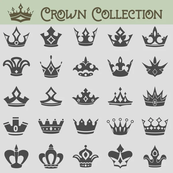 Coleção vetorial de silhuetas da coroa . — Vetor de Stock