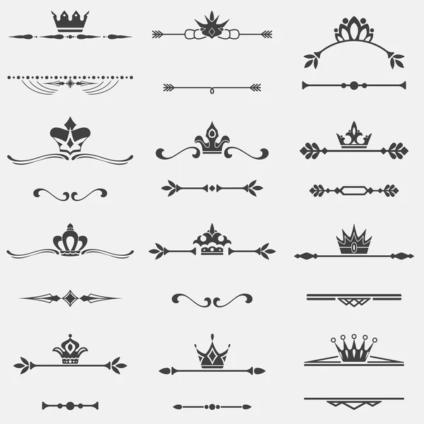 Collection of twelve vector vintage frames with crowns for desig
