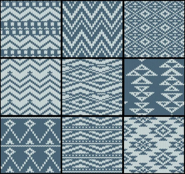 Colección de patrones de punto sin costura monocromo con geometría — Archivo Imágenes Vectoriales