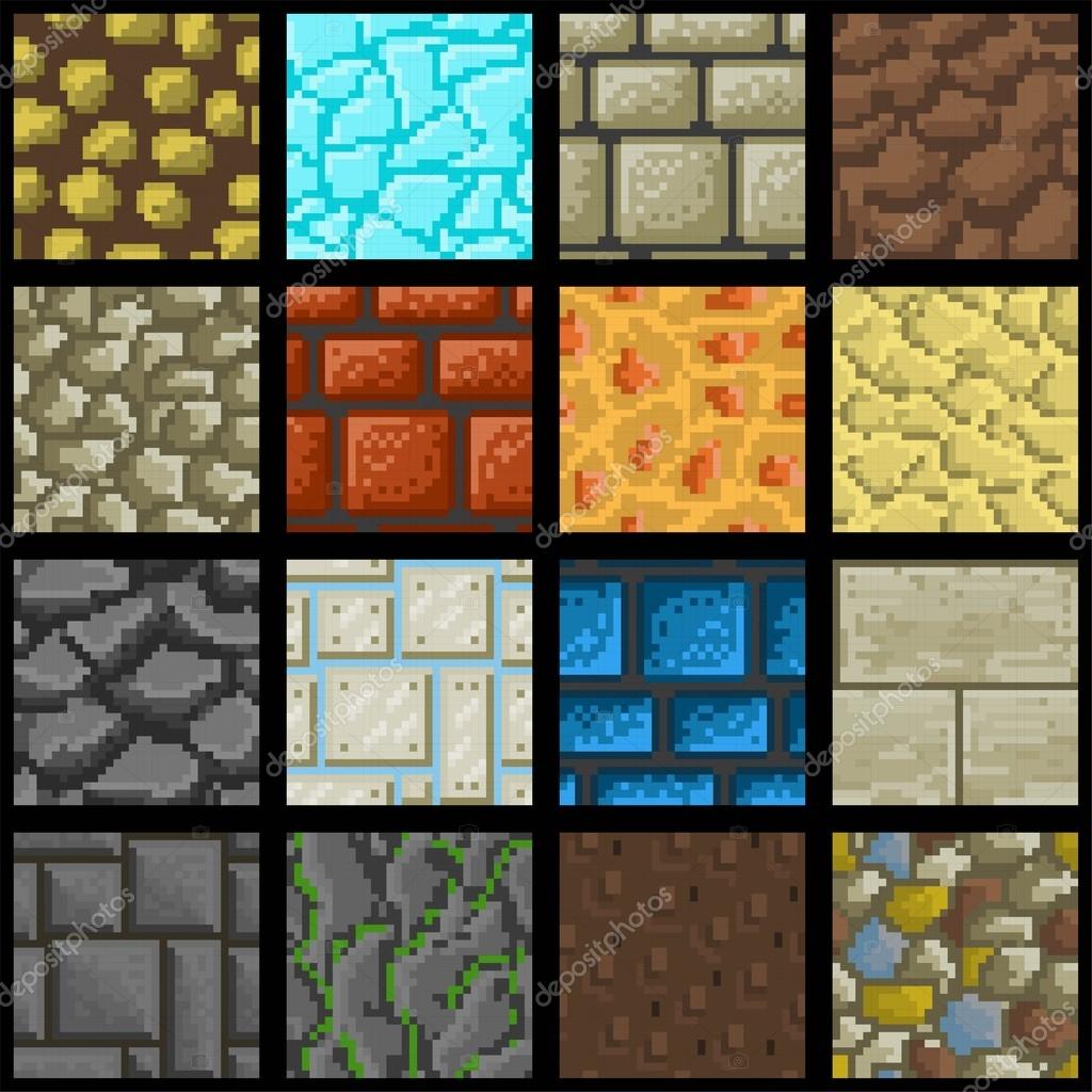 Collection of sixteen seamless pixel ground textures  for 